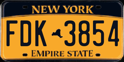 NY license plate FDK3854