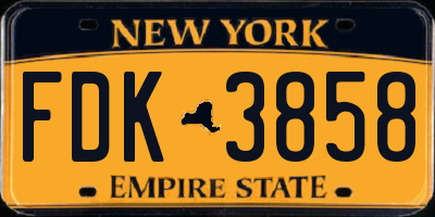 NY license plate FDK3858