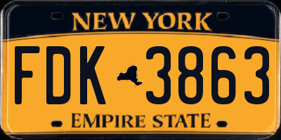 NY license plate FDK3863