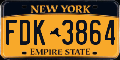 NY license plate FDK3864
