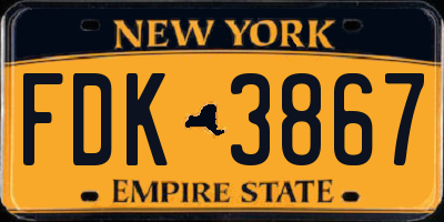 NY license plate FDK3867