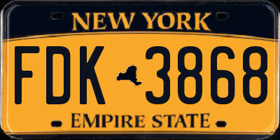 NY license plate FDK3868