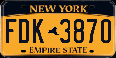 NY license plate FDK3870