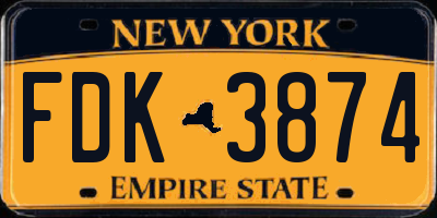NY license plate FDK3874