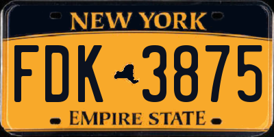 NY license plate FDK3875
