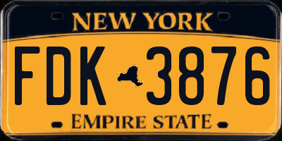 NY license plate FDK3876