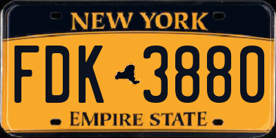 NY license plate FDK3880