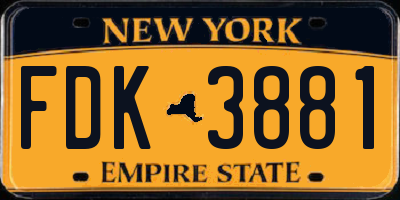 NY license plate FDK3881