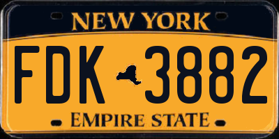 NY license plate FDK3882