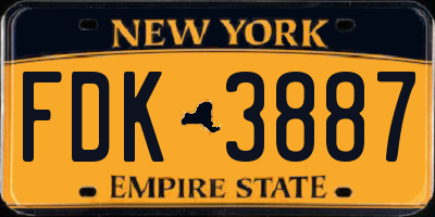 NY license plate FDK3887