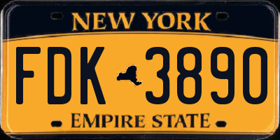 NY license plate FDK3890