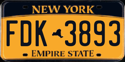 NY license plate FDK3893