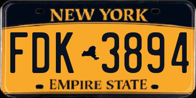 NY license plate FDK3894