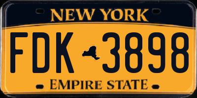 NY license plate FDK3898