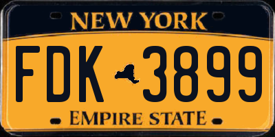NY license plate FDK3899