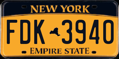 NY license plate FDK3940