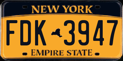NY license plate FDK3947