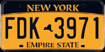 NY license plate FDK3971