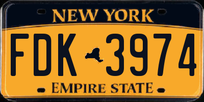 NY license plate FDK3974