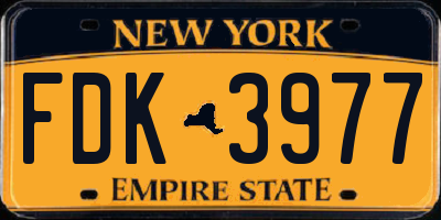 NY license plate FDK3977