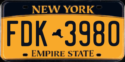 NY license plate FDK3980