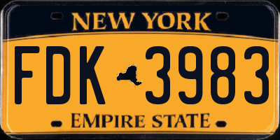 NY license plate FDK3983