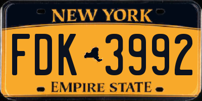 NY license plate FDK3992