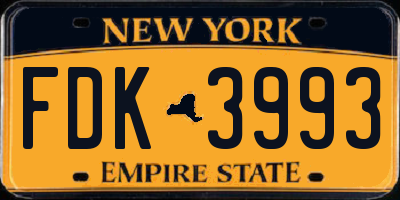 NY license plate FDK3993