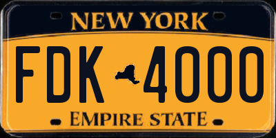 NY license plate FDK4000