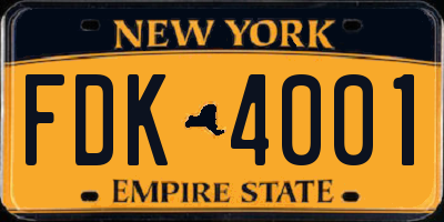 NY license plate FDK4001