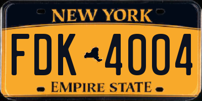 NY license plate FDK4004