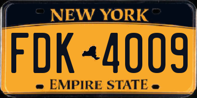 NY license plate FDK4009