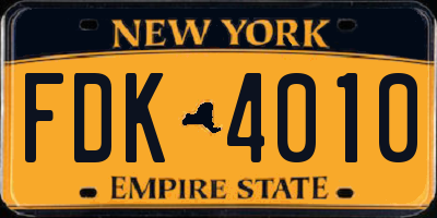 NY license plate FDK4010
