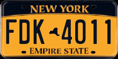 NY license plate FDK4011