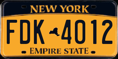 NY license plate FDK4012