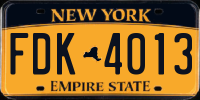 NY license plate FDK4013