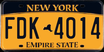 NY license plate FDK4014