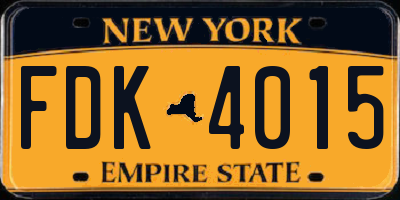 NY license plate FDK4015