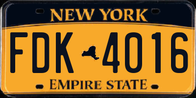 NY license plate FDK4016
