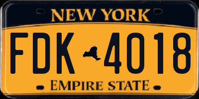 NY license plate FDK4018