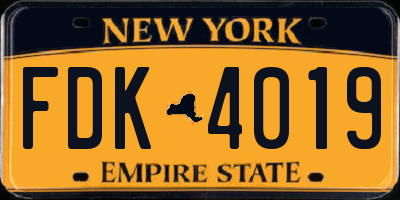 NY license plate FDK4019