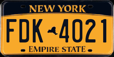 NY license plate FDK4021