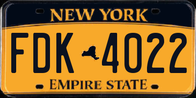 NY license plate FDK4022