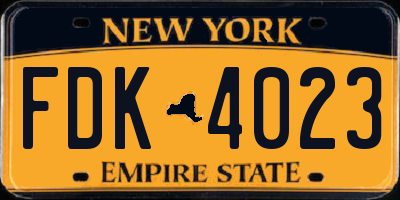 NY license plate FDK4023
