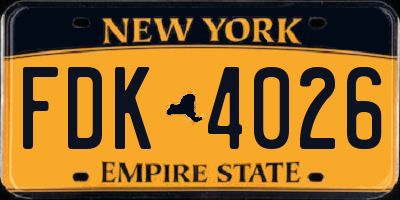 NY license plate FDK4026