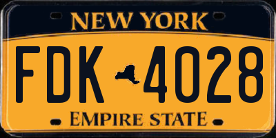 NY license plate FDK4028