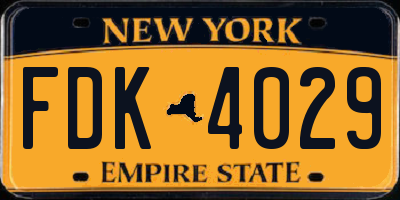 NY license plate FDK4029