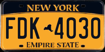 NY license plate FDK4030