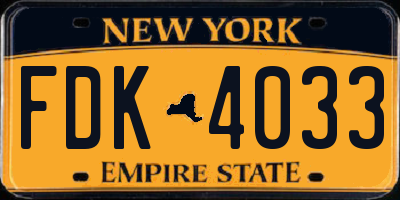 NY license plate FDK4033