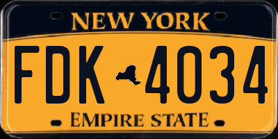 NY license plate FDK4034